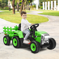 12V Ride on Tractor with 3-Gear-Shift Ground Loader for Kids 3+ Years Old