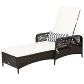 Patio Wicker Chaise Lounge Chair with Pillow and Adjustable Backrest with Cushion