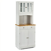 Kitchen Pantry Cabinet with Wood Top and Hutch