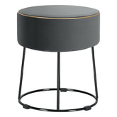 Round Velvet Footrest Stool Ottoman with Non-Slip Foot Pads for Bedside