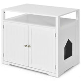Wooden Cat Litter Box Enclosure Hidden Cat Washroom with Storage Layer