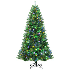 6/7/8 Feet Artificial Christmas Tree with Remote-controlled Color-changing LED Lights