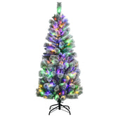 5/6/7.5/8 Feet Pre-lit Snow Flocked Christmas Tree with 9 Lighting Modes