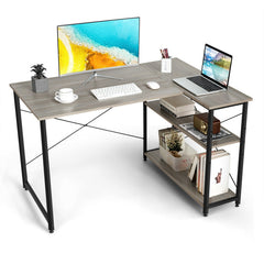 48 Inch Reversible L Shaped Computer Desk with Adjustable Shelf