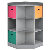 3-Tier Kids Storage Shelf Children Corner Cabinet with 3 Baskets