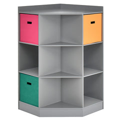 3-Tier Kids Storage Shelf Children Corner Cabinet with 3 Baskets