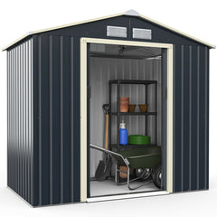 7 x 4 Feet Metal Storage Shed with Sliding Double Lockable Doors