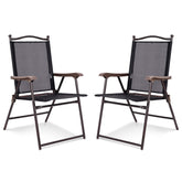 Set of 2 Patio Folding Sling Back Camping Deck Chairs