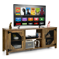 TV Stand for TVs up to 65-Inch with 2 Metal Mesh Doors and Ad