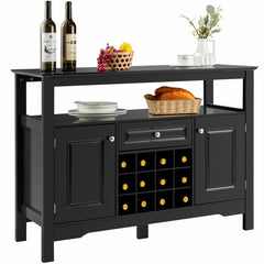 Elegant Classical Multifunctional Wooden Wine Cabinet Table for Kitchen Dining