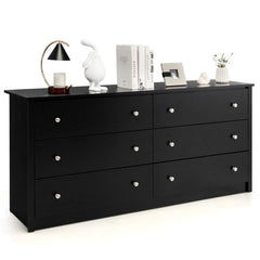 Freestanding 6-Drawer Dresser with Mental Knobs for Bedroom