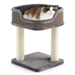 Multi-Level Cat Climbing Tree with Scratching Posts and Large Plush Perch