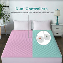 Twin/Queen/King Auto Shut Off Heated Electric Mattress Pad with Dual Controller
