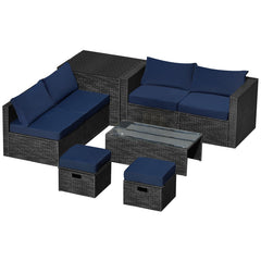 8 Pieces Patio Furniture Set with Storage Box and Waterproof Cover