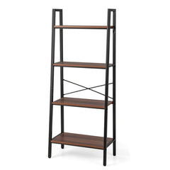 4-Tier Freestanding Bookshelf with Metal Frame and Anti-toppling Device