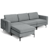 Modular 3-Seat L-shaped Sectional Sofa with Reversible Chaise and 2 USB Ports