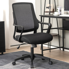 Modern Breathable Mesh Chair with Curved Backrest and Armrest