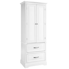 62 Inch Freestanding Bathroom Cabinet with Adjustable Shelves and 2 Drawers