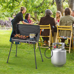 2-in-1 Gas Camping Grill and Stove with 4 Detachable Legs