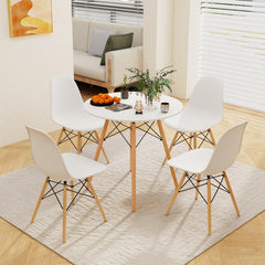 Modern Round Dining Room Table with Solid Beech Wood Legs