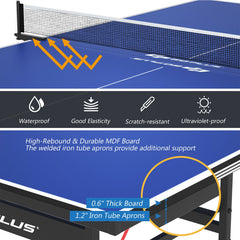 9 x 5 Feet Foldable Table Tennis Table with Quick Clamp Net and Post Set