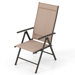 1 Piece Patio Folding Dining Chairs with 7-Level Adjustable High Backrest