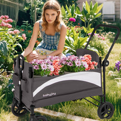 2-Seat Stroller Wagon with Adjustable Canopy and Handles