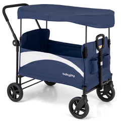 2-Seat Stroller Wagon with Adjustable Canopy and Handles