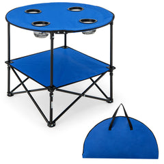 2-Tier Portable Picnic Table with Carrying Bag and 4 Cup Holders