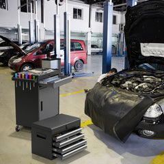 2-in-1 Rolling Tool Chest with 5 Sliding Lockable Drawers