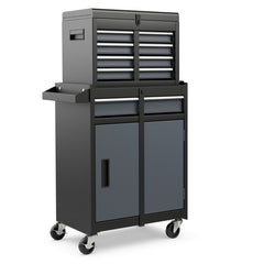 2-in-1 Rolling Tool Chest with 5 Sliding Lockable Drawers