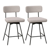 25 Inch 2 Pieces Modern Upholstered Bar Stools with Back Footrests
