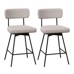 25 Inch 2 Pieces Modern Upholstered Bar Stools with Back Footrests