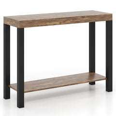 2-Tier Home Bar Table with Open Shelves and Storage for Home Kitchen Living Room Pub