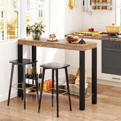 2-Tier Home Bar Table with Open Shelves and Storage for Home Kitchen Living Room Pub