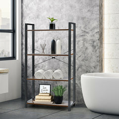 4-Tier Rustic Bookshelf Industrial Bookcase Diaplay Shelf Storage Rack