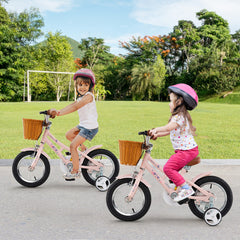 12/14/16/18 Inch Kids Bike Retro Bicycle with Adjustable Height and Basket for Ages 3-8 Years Old