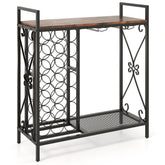 21 Bottle Wine Rack Freestanding Floor Wine Bottle Organizer with Glass Holder