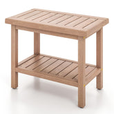 21 Inches Teak Shower Bench with Storage Shelf