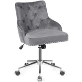Tufted Upholstered Swivel Computer Desk Chair with Nailed Tri