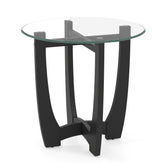 23.5 Inch Round End Side Table with Tempered Glass Tabletop
