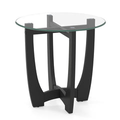 23.5 Inch Round End Side Table with Tempered Glass Tabletop