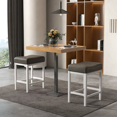 24.5 Inches Linen Fabric Saddle Stools Set of 2 with Cushioned Seat