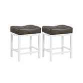 24.5 Inches Linen Fabric Saddle Stools Set of 2 with Cushioned Seat