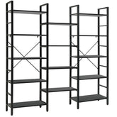 Vintage Industrial Style Triple Wide 5-Tier Bookcase with Metal Frame