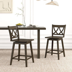 24/29 Inch Bar Stool Set of 2 Wooden Bar Chairs with Rubber Wood Frame