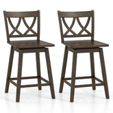 24/29 Inch Bar Stool Set of 2 Wooden Bar Chairs with Rubber Wood Frame