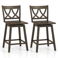 24/29 Inch Bar Stool Set of 2 Wooden Bar Chairs with Rubber Wood Frame