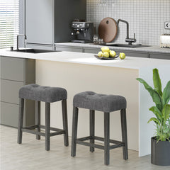 24 Inch Set of 2 Saddle Bar Stools with Padded Seat