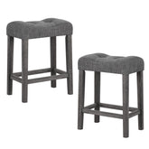 24 Inch Set of 2 Saddle Bar Stools with Padded Seat